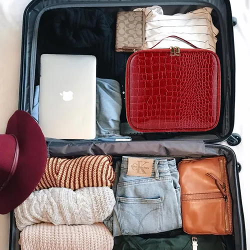Vista 4 de Bolsa de maquillaje, organizador de viaje, estuche de cosméticos, bolsa de almacenamiento portátil para artistas con divisores ajustables