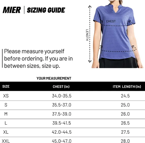 Vista 6 de MIER Polo de golf para mujer, sin cuello, UPF 50+, manga corta, para tenis, correr, cuello en V
