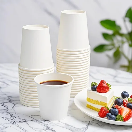Vista 5 de Vasos de papel, paquete de 100 vasos desechables de 8 onzas, tazas de café desechables de 8 onzas, tazas de té y agua para el hogar, oficina