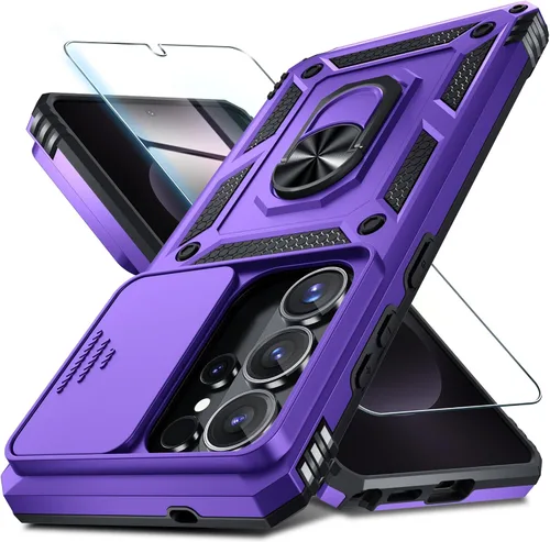 Vista 51 de Janmitta Compatible con Samsung Galaxy S24 FE Funda con Cubierta Deslizante Integrada para Lente de Cámara+Protector de Pantalla+Soporte de Anillo