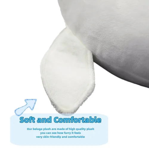 Vista 5 de FRANKIEZHOU Beluga - Peluche de ballena, juguete suave realista de 15.7 pulgadas, animal de peluche de criatura marina, juguetes de peluche, regalos