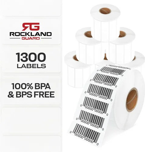 Vista 8 de Rockland Guard Etiquetas térmicas directas de 3 x 1 pulgada (1,300/rollo) - Etiquetas de código de barras FNSKU de Logística de Amazon, etiquetas