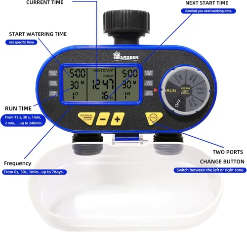 Vista 4 de Temporizador de rociadores para sistema de controlador de riego Azul