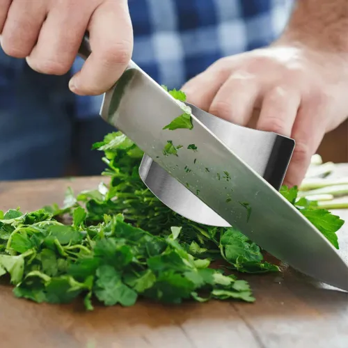 Vista 3 de Wegodal Protector de dedos de acero inoxidable, protector de dedos multifuncional para cortar alimentos, protector de herramienta de corte premium
