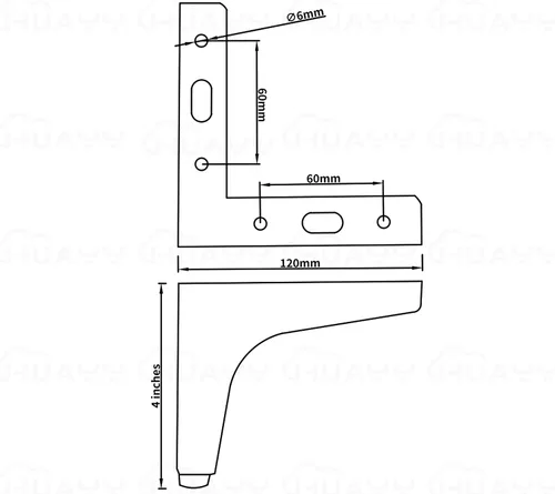 Vista 3 de HUAYY Patas de metal para muebles de 4 pulgadas (juego de 4 piezas chapadas en negro), patas de repuesto triangulares ajustables para muebles