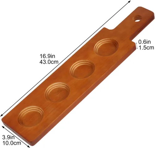 Vista 2 de Portavasos de madera de 16.92 x 3.93 x 0.59 pulgadas, bandeja creativa para bebidas para bar, cocina, comedor, servir