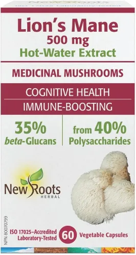 Vista 10 de NEW ROOTS HERBAL Cápsulas de suplemento de melena de león (60 cápsulas) 500 mg en polvo de hongo de melena de león altamente concentrado