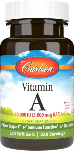 Vista 10 de Carlson - Vitamina A solubilizada, 10000 UI (3000 mcg RAE), soluble en agua, salud de la visión, 100 cápsulas blandas