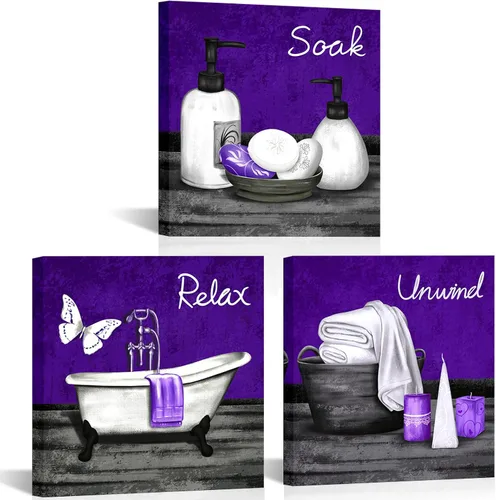 Vista 8 de RnnJoile Imágenes de baño beige para pared, arte de pared para bañera o spa, impresiones decorativas para relajarse y relajarse, arte para baño