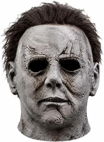 Vista 9 de WPOZD Michael Myer - Máscara de látex con pelo para Halloween, 11.8x7.9 in Cara azul