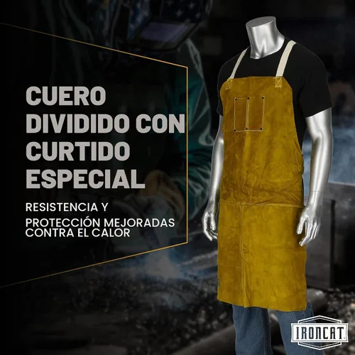 Vista 3 de West Chester, 7010, delantal de cuero resistente al calor., Bronceado, 1