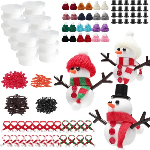 Vista 8 de Cosweet Paquete de 6 Kits de Manualidades Navideñas de Muñeco de Nieve para Niños - Kit de Construcción de Muñeco de Nieve con Arcilla de Secado