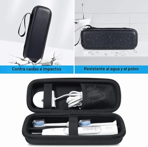 Vista 4 de Estuche de viaje duro para cepillo de dientes Oral-B/Sonicare con bolsillo de malla Negro
