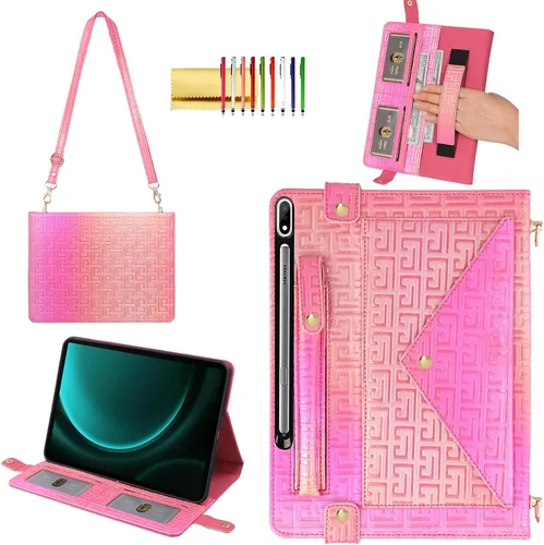 Vista 17 de Bolso Funda para Samsung Galaxy Tab S10 FE/S9 FE 10.9"/S9/S8/S7 11", Techcircle Folio con Soporte Cruzado, Billetera con Ranura para Lápiz S Pen