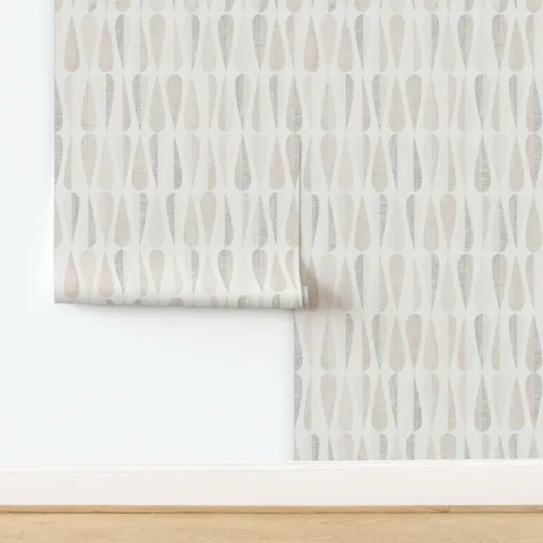 Vista 4 de Spoonflower Papel pintado Neutral Mod Mid Peel and Stick Rollo 24" x 144" Atomic Era 1950S Vintage Beige Gris Autoadhesivo, extraíble y apto