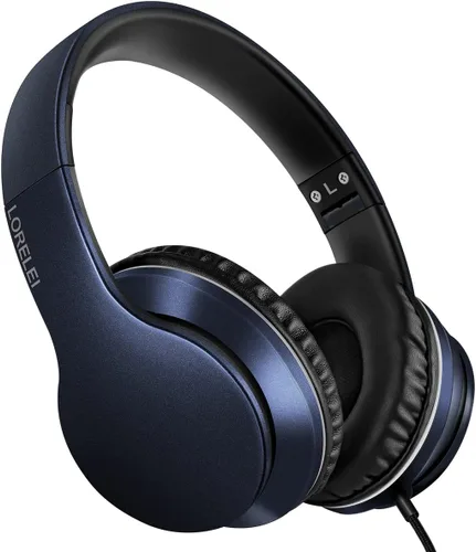 Vista 9 de LORELEI X6 Auriculares Over-Ear con Micrófono, Ligeros Plegables y Portátiles con Graves Estéreo con Cable de 1.45M Sin Enredos para Smartphone