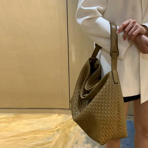Vista 8 de JINMANXUE Bolso Boston para mujer, bolso tejido de cuero vegano, bolso de mensajero para mujer, bolso de hombro de moda, casual hobo