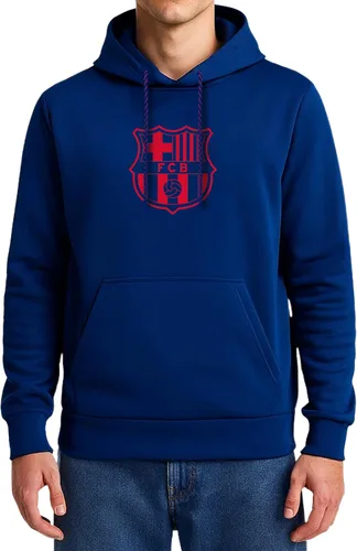 Vista 8 de Icon Sports Officially Licensed FC Barcelona Adult Men's Pullover Hooded Sweatshirt azul marino (45PH-Navy)