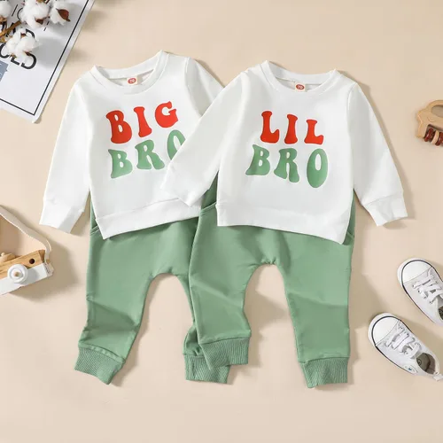Vista 6 de Omkzanbi Big Brother Little Brother - Conjunto a juego con sudadera Big Brother y hermano menor, pantalón deportivo, ropa de otoño e invierno