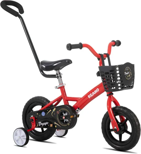 Vista 10 de KEANO Voyager 10 12 Inch Kids Bike for Boys and Girls Ages 1-4 Years, Toddler Bike with Training Wheels & Basket, Detachable Parent Push Handle