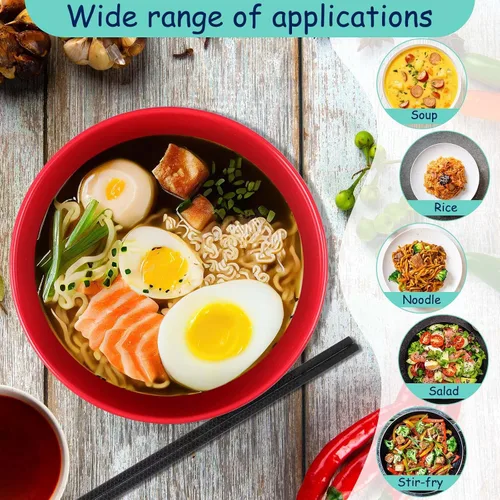 Vista 4 de meekoo Juego de 6 tazones de ramen de 41 onzas a granel asiático, chino, grande, japonés, fideos para ramen, cuenco Pho con tazones de inmersión