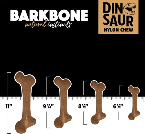 Vista 6 de Pet Qwerks Dinosaur BarkBone - Hueso de perro de nailon para masticadores agresivos, sabor tocino, 6.5 pulgadas