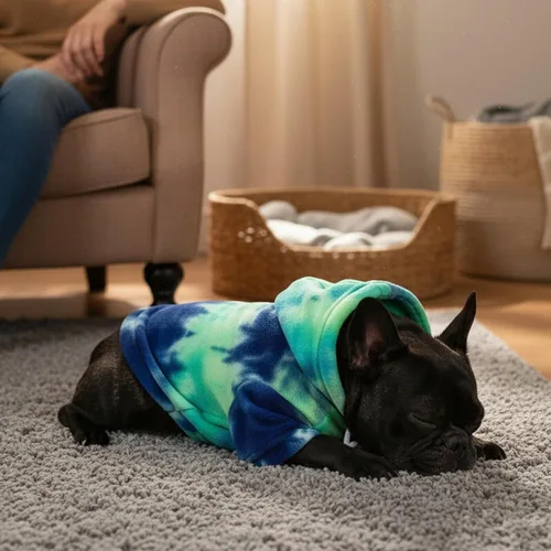 Vista 9 de Mklhgty Sudadera con capucha para perro de tie dye, abrigo de invierno para perros pequeños - capucha cálida y ajustable ultrasuave, tela