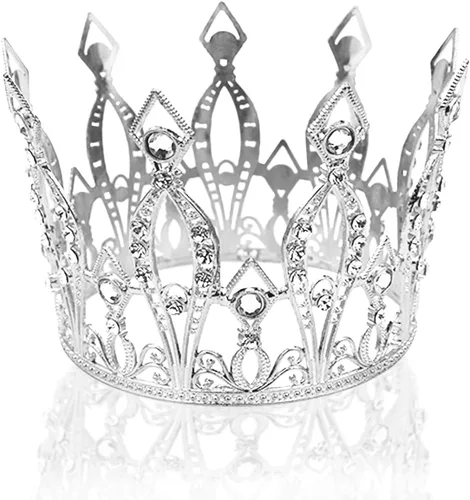 Vista 8 de DOERDO - Corona para pastel de diamantes de imitación hecha a mano, tiara para decoración de tartas, postres para bodas, cumpleaños, suministros
