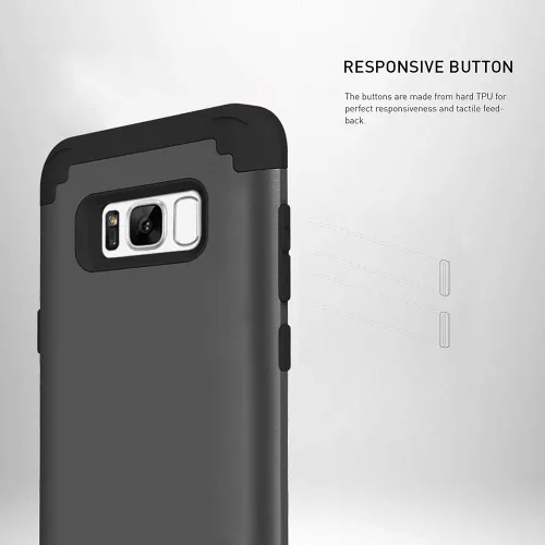 Vista 4 de Funda de teléfono para Samsung Galaxy S8 Plus, cubierta dura, a prueba de golpes, silicona suave, híbrida, tres capas, resistente, accesorios