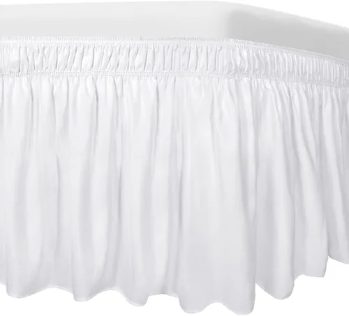 Vista 14 de Easy-Going - Falda de cama para cama Twin o Full, caída a medida de 18 pulgadas, con cinturón elástico ajustable, fácil de usar sin levantar el Beige