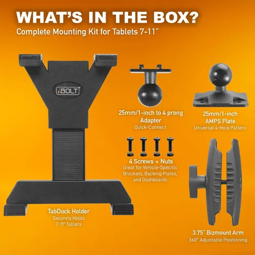Vista 6 de iBOLT TabDock Bizmount AMPs - Soporte para tablet con base de taladro resistente para todas las tabletas de 7 a 10 pulgadas, ideal para vehículos