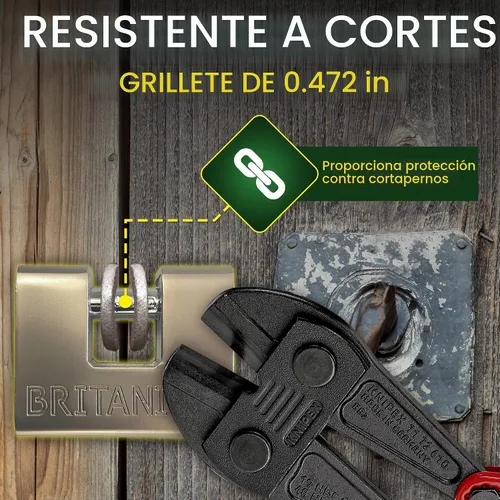 Vista 4 de Britanium® BRP74 [blindado] Candado de alta seguridad - [Cilindro antitaladro] - Cerradura resistente para unidad de almacenamiento con espacio