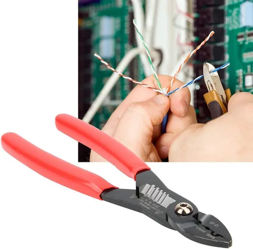 Vista 3 de Alicates de prensado de mano, 7.1 in / 7.1 pulgadas, 4 en 1, pelacables multiusos, pelacables eléctricos profesionales, herramienta de prensado