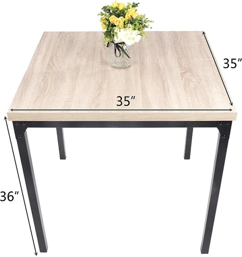Vista 6 de Juego de 5 piezas de cocina y comedor, mesa y sillas de cocina de madera, madera de caucho, color marrón, Roble