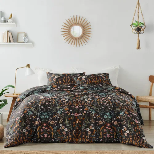 Vista 7 de Juego de ropa de cama de 2 piezas con borlas copetudas de macramé blanco y rosa bohemio, bohemio, elegante, tamaño individual/individual XL, funda