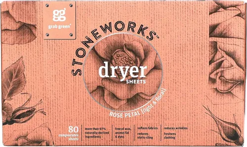 Vista 8 de Grab Green Stoneworks - Hojas compostables para secadora, aroma de rama de abedul, 80 unidades, suavizante de ropa a base de plantas y minerales que