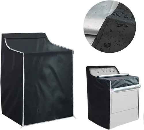 Vista 6 de Cubierta para lavadora/secadora, diseño de cremallera, impermeable, a prueba de polvo, protector solar moderado (W29 D28 H43 pulgadas) para carga