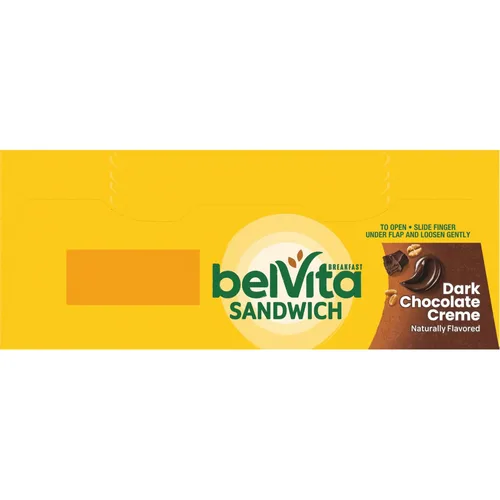 Vista 4 de belVita Sándwiches de galletas de barra de desayuno, crema de chocolate negro, 30 paquetes en total, 6 cajas (2 galletas por paquete)