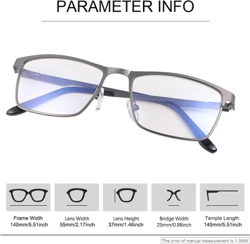 Vista 6 de YIMI Mens Blue Light Glasses Men Computer Gaming BlueLight Blocking Glasses Metal Anti Eyestrain Clear Lens Eye Protection