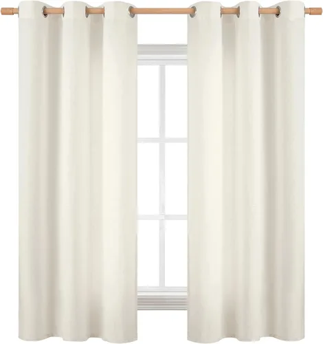 Vista 107 de BGment Cortinas de Lino Beige de 63 Pulgadas de Largo 2 Paneles - Tratamientos para Ventanas con Textura de Arpillera Filtrantes de Luz Cortinas