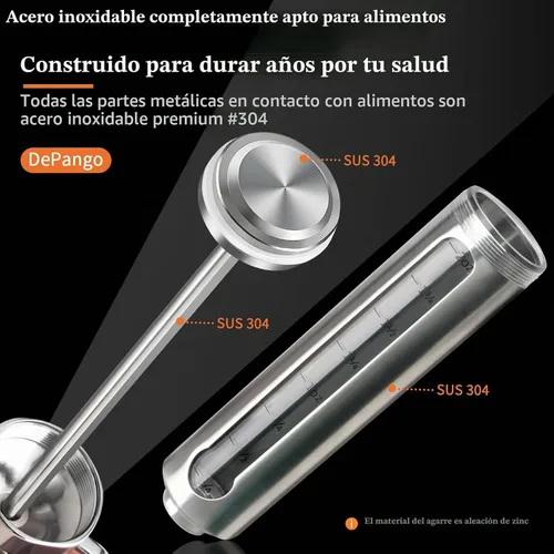 Vista 2 de DePango Inyector de carne, kit de jeringa de sabor de adobo de acero inoxidable con ventana de medición de 2 onzas para ahumadores, parrilla