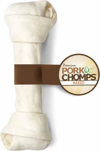 Vista 13 de Pork Chomps Masticables de piel de cerdo asada para perros, nudos de 6 pulgadas, 6
