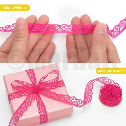 Vista 6 de 20 rollos de cinta de encaje de 200 yardas, 0.591 in/0.59 pulgadas de ancho, cintas de encaje de tela con patrón floral, cintas de tela multicolor
