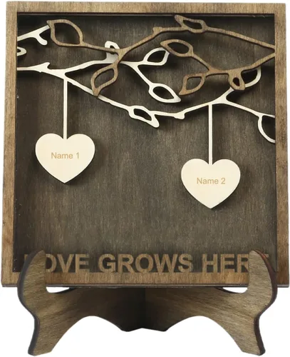 Vista 37 de Árbol genealógico con etiqueta de corazón, placas de madera grabadas personalizadas, regalos personalizados para madres, padres, escritorio, nombres