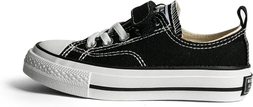 Vista 4 de justwaner Zapatos de lona para niños y niñas, ligeros, transpirables, con velcro para correr