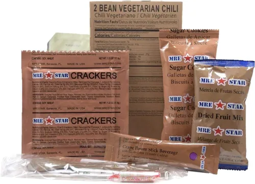 Vista 8 de MRE STAR Survival - Caja de comidas de emergencia listas para comer con accesorios y FRH, embalaje compacto y ligero, vida útil prolongada, 12