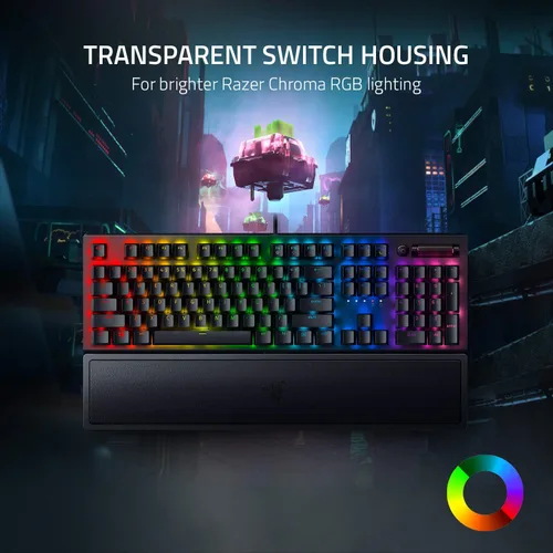 Vista 5 de Teclado mecánico para juegos Razer BlackWidow V3 Teclas mecánicas verdes - Táctil y sonoro - Iluminación RGB Chroma - Factor de forma compacto