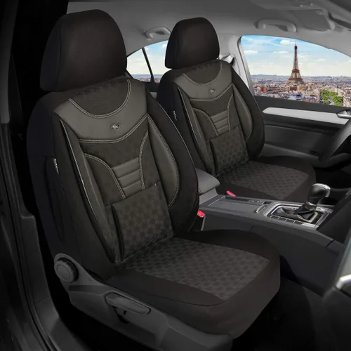 Vista 3 de BREMER SITZBEZÜGE Dimensions seat Covers Compatible with VW T6 Multivan Driver and Passenger from 2015 910 Black