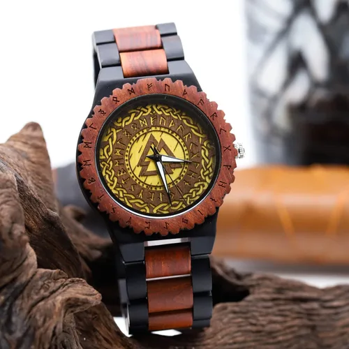 Vista 5 de Viking Gifts for Men Exquisite Norse Watch in Custom Wooden Box - Timeless Elegance