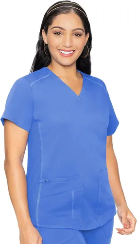Vista 23 de Med Couture Touch - Camisa médica con cuello en V para mujer Sorbete de albaricoque